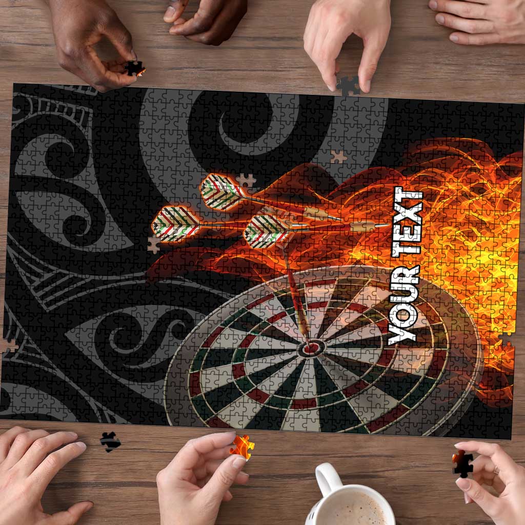 Personalised Aotearoa Darts Puzzle Maori Koru Flaming Dartboard LT14 - Polynesian Pride