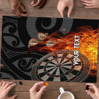 Personalised Aotearoa Darts Puzzle Maori Koru Flaming Dartboard LT14 - Polynesian Pride