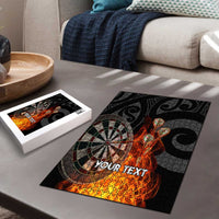 Personalised Aotearoa Darts Puzzle Maori Koru Flaming Dartboard LT14 - Polynesian Pride