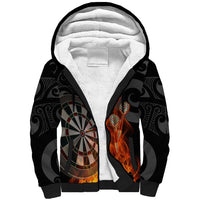 Personalised Aotearoa Darts Sherpa Hoodie Maori Koru Flaming Dartboard LT14 Unisex Black - Polynesian Pride