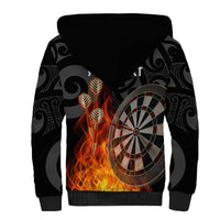 Personalised Aotearoa Darts Sherpa Hoodie Maori Koru Flaming Dartboard LT14 - Polynesian Pride