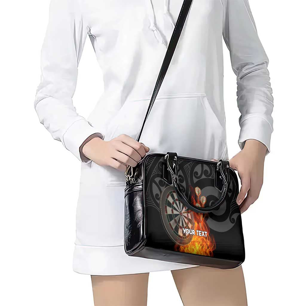 Personalised Aotearoa Darts Shoulder Handbag Maori Koru Flaming Dartboard
