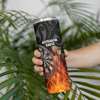 Personalised Aotearoa Darts Skinny Tumbler Maori Koru Flaming Dartboard LT14 - Polynesian Pride