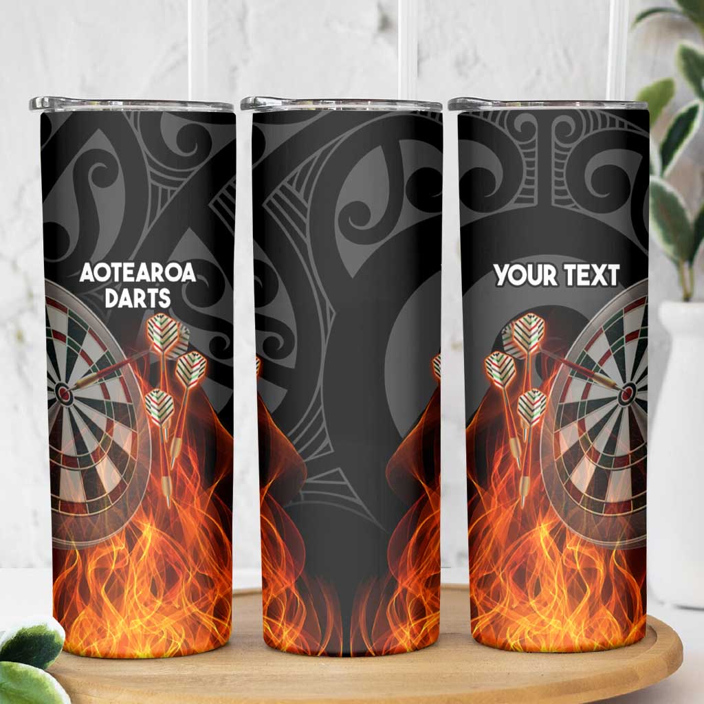 Personalised Aotearoa Darts Skinny Tumbler Maori Koru Flaming Dartboard LT14 - Polynesian Pride