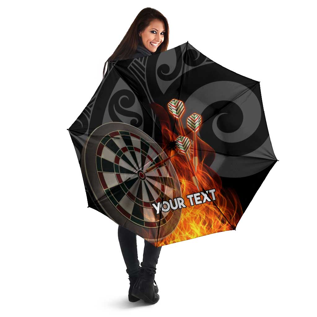 Personalised Aotearoa Darts Umbrella Maori Koru Flaming Dartboard - Polynesian Pride