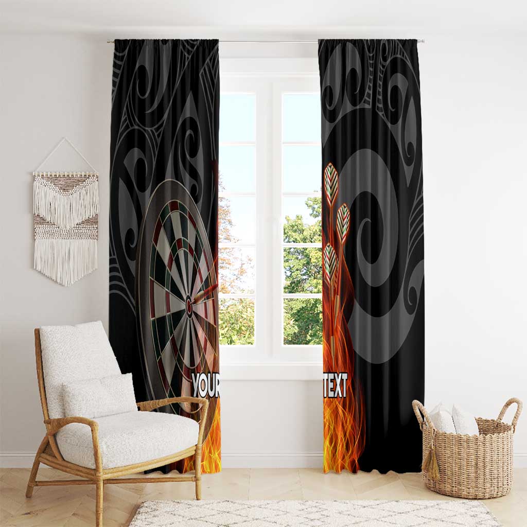 Personalised Aotearoa Darts Window Curtain Maori Koru Flaming Dartboard