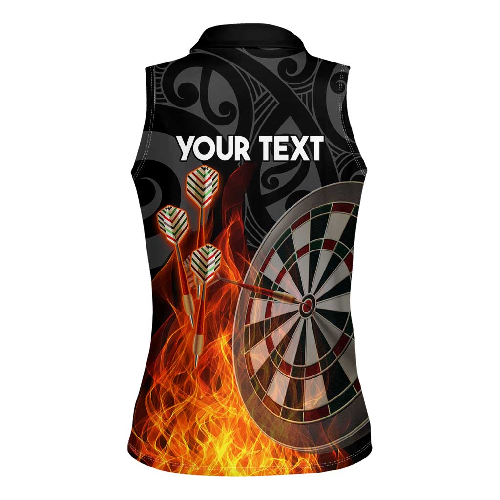Personalised Aotearoa Darts Women Sleeveless Polo Shirt Maori Koru Flaming Dartboard LT14 - Polynesian Pride