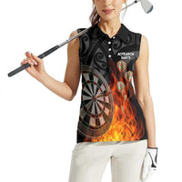 Personalised Aotearoa Darts Women Sleeveless Polo Shirt Maori Koru Flaming Dartboard LT14 - Polynesian Pride