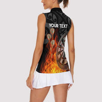 Personalised Aotearoa Darts Women Sleeveless Polo Shirt Maori Koru Flaming Dartboard LT14 - Polynesian Pride