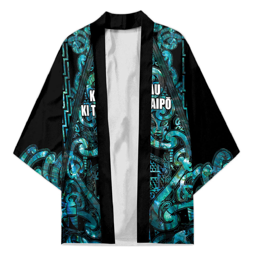 Maori Language Week Personalised Kimono Kia Mau Ki To Ukaipo Paua Shell Color LT14 Unisex Turquoise - Polynesian Pride