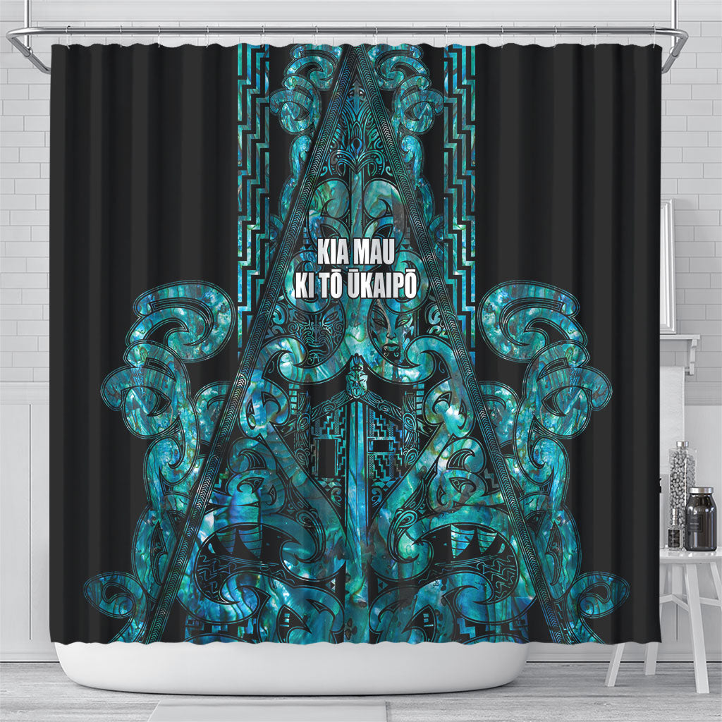 Maori Language Week Shower Curtain Kia Mau Ki To Ukaipo Paua Shell Color LT14 - Polynesian Pride