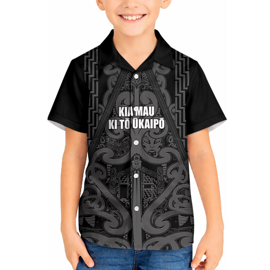 Maori Language Week Personalised Kid Hawaiian Shirt Kia Mau Ki To Ukaipo Grey Color LT14 Kid Grey - Polynesian Pride