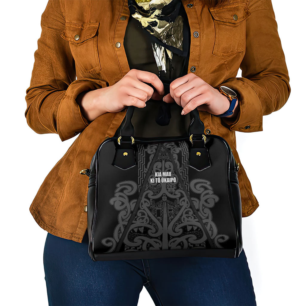 Maori Language Week Shoulder Handbag Kia Mau Ki To Ukaipo Grey Color LT14 - Polynesian Pride
