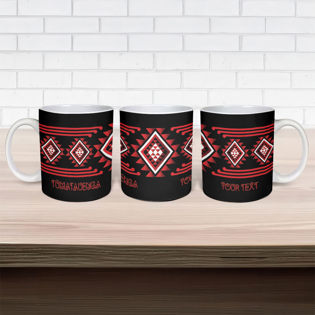 Aotearoa Atua Tumatauenga Personalised Ceramic Mug Maori God Of War Taniko Motifs LT14 - Polynesian Pride