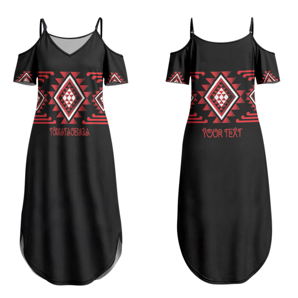 Aotearoa Atua Tumatauenga Personalised Couples Matching Summer Maxi Dress and Long Sleeve Button Shirt Maori God Of War Taniko Motifs LT14 - Polynesian Pride