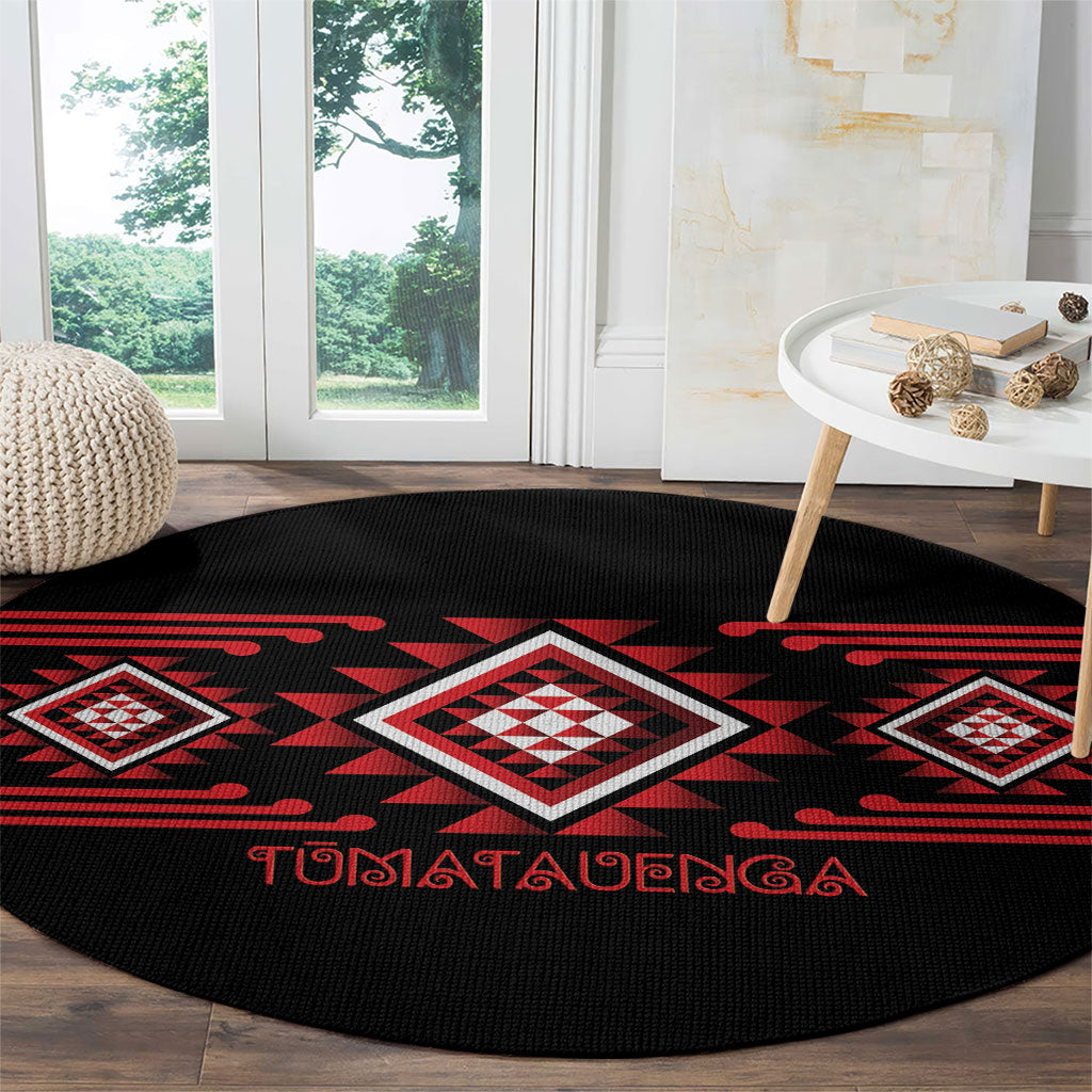 Aotearoa Atua Tumatauenga Round Carpet Maori God Of War Taniko Motifs LT14 - Polynesian Pride