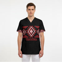 Aotearoa Atua Tumatauenga Personalised Scrub Top Maori God Of War Taniko Motifs LT14 - Polynesian Pride