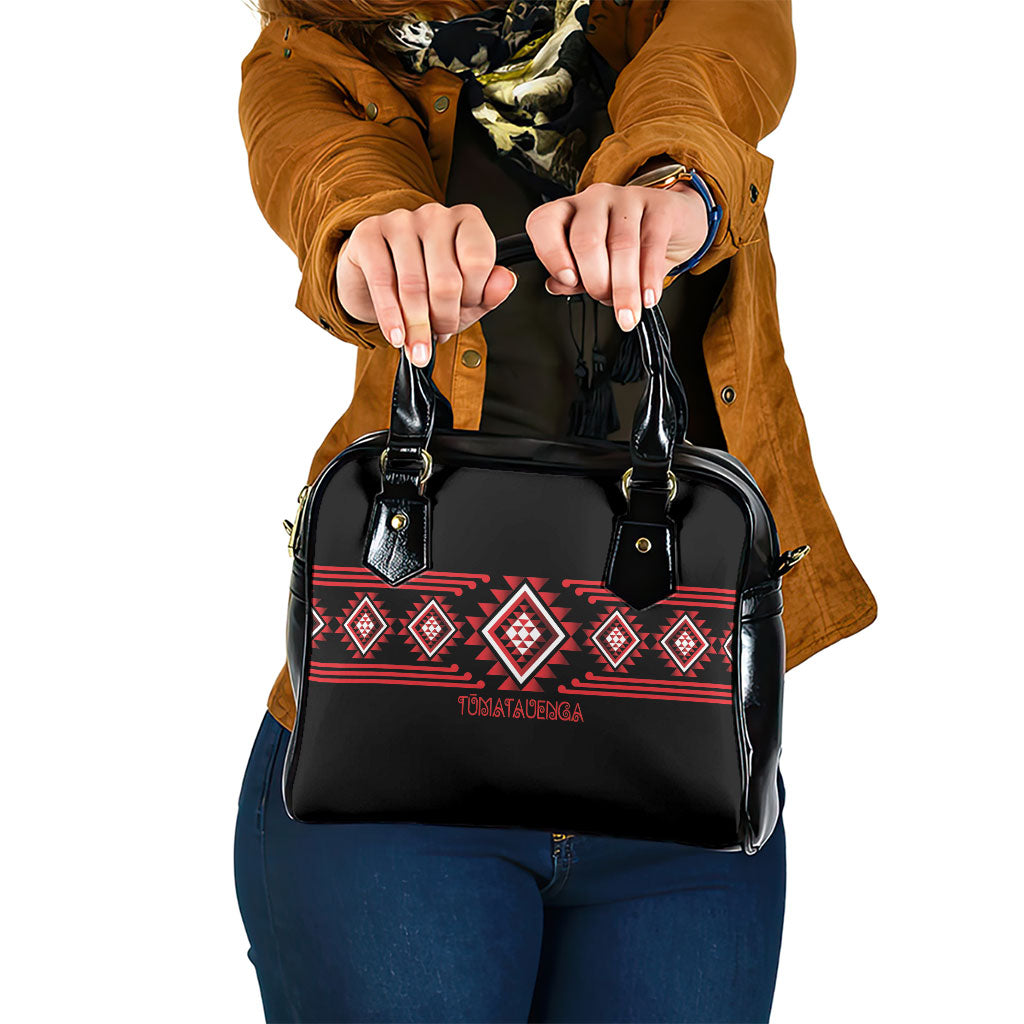 Aotearoa Atua Tumatauenga Shoulder Handbag Maori God Of War Taniko Motifs LT14 One Size Red - Polynesian Pride