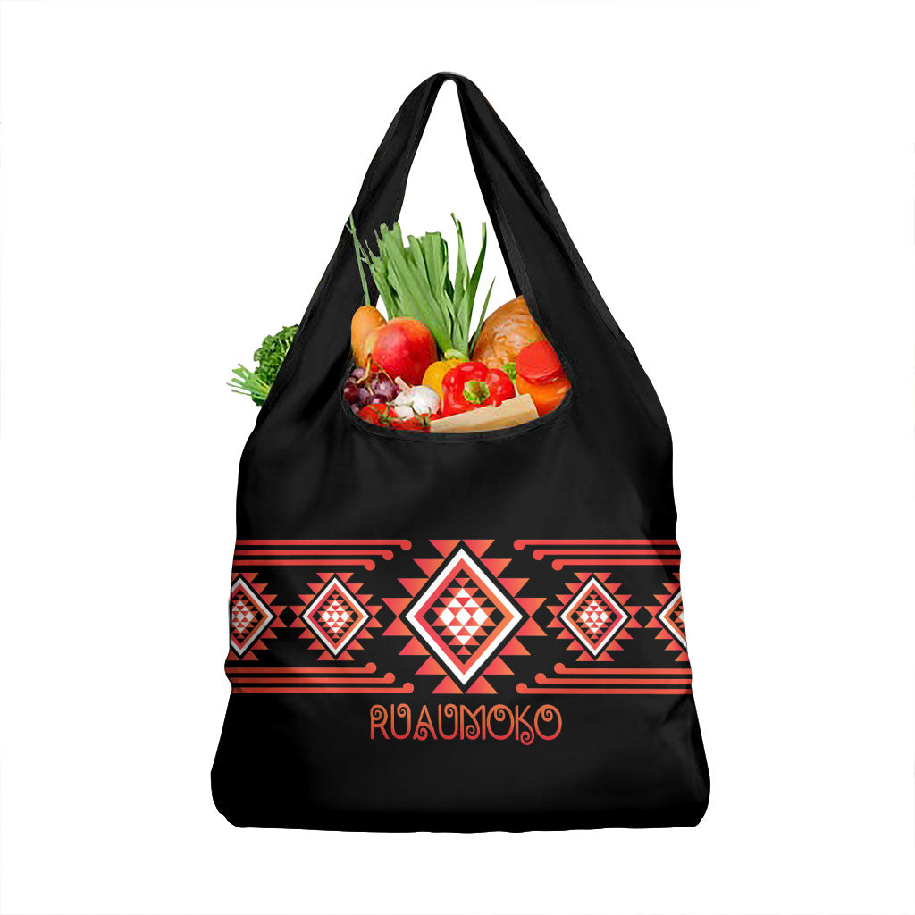 Aotearoa Atua Ruaumoko Grocery Bag Maori Powerful God Taniko Motifs LT14 1-pack One Size Orange - Polynesian Pride