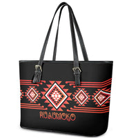 Aotearoa Atua Ruaumoko Leather Tote Bag Maori Powerful God Taniko Motifs LT14 - Polynesian Pride