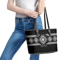 Aotearoa Atua Rehua Leather Tote Bag Maori God Of Healing Taniko Motifs LT14 - Polynesian Pride