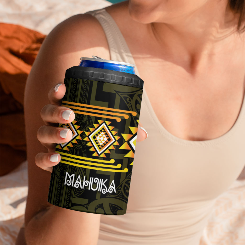 Aotearoa Atua Mahuika Personalised 4 in 1 Can Cooler Tumbler Maori Goddess Of Fire Taniko Motifs LT14 - Polynesian Pride