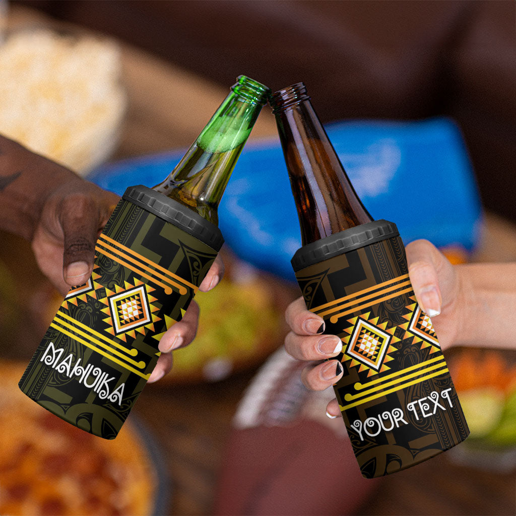 Aotearoa Atua Mahuika Personalised 4 in 1 Can Cooler Tumbler Maori Goddess Of Fire Taniko Motifs LT14 - Polynesian Pride