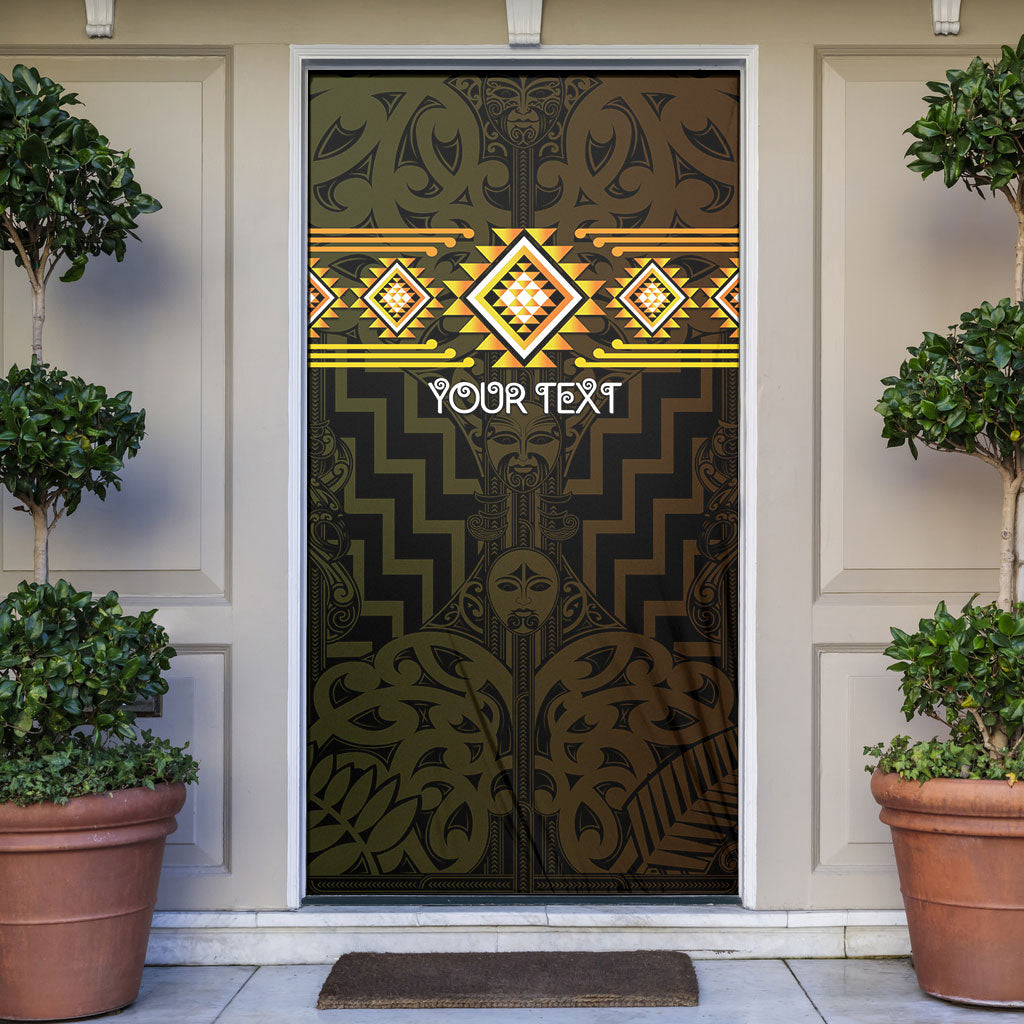 Aotearoa Atua Mahuika Personalised Door Cover Maori Goddess Of Fire Taniko Motifs LT14 Yellow - Polynesian Pride