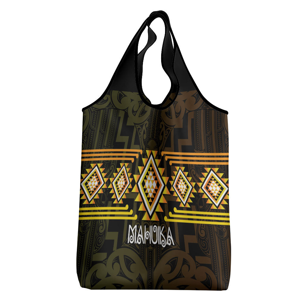 Aotearoa Atua Mahuika Grocery Bag Maori Goddess Of Fire Taniko Motifs LT14 - Polynesian Pride