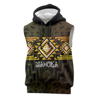 Aotearoa Atua Mahuika Personalised Sleeveless Hoodie Maori Goddess Of Fire Taniko Motifs LT14 Yellow - Polynesian Pride
