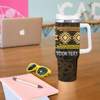 Aotearoa Atua Mahuika Personalised Tumbler With Handle Maori Goddess Of Fire Taniko Motifs LT14 - Polynesian Pride