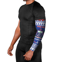 Personalised Toa Samoa Rugby Christmas Arm Sleeves Ula Fala Samoan Pattern Blue LT14 - Polynesian Pride