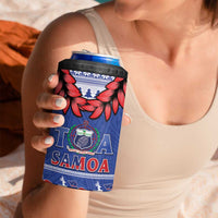 Toa Samoa Rugby Christmas 4 in 1 Can Cooler Tumbler Ula Fala Samoan Pattern Blue - Polynesian Pride