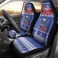 Toa Samoa Rugby Christmas Car Seat Cover Ula Fala Samoan Pattern Blue LT14 - Polynesian Pride