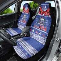 Toa Samoa Rugby Christmas Car Seat Cover Ula Fala Samoan Pattern Blue LT14 - Polynesian Pride