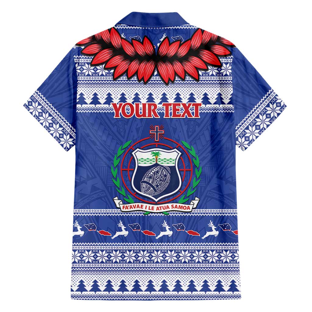 Personalised Toa Samoa Rugby Christmas Family Matching Tank Maxi Dress and Hawaiian Shirt Ula Fala Samoan Pattern Blue LT14 - Polynesian Pride