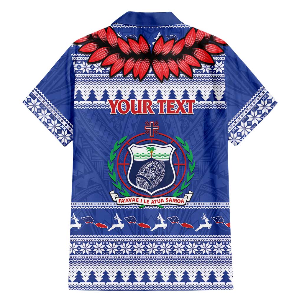 Personalised Toa Samoa Rugby Christmas Hawaiian Shirt Ula Fala Samoan Pattern Blue - Polynesian Pride