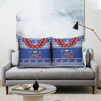 Toa Samoa Rugby Christmas Pillow Cover Ula Fala Samoan Pattern Blue - Polynesian Pride