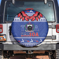Toa Samoa Rugby Christmas Spare Tire Cover Ula Fala Samoan Pattern Blue LT14 Blue - Polynesian Pride