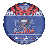 Toa Samoa Rugby Christmas Spare Tire Cover Ula Fala Samoan Pattern Blue LT14 - Polynesian Pride