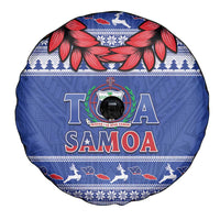 Toa Samoa Rugby Christmas Spare Tire Cover Ula Fala Samoan Pattern Blue LT14 - Polynesian Pride