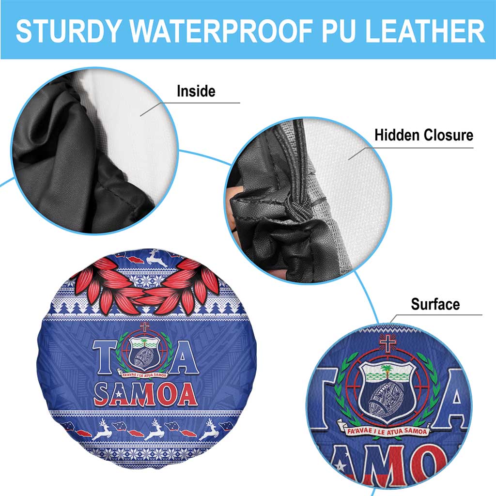 Toa Samoa Rugby Christmas Spare Tire Cover Ula Fala Samoan Pattern Blue LT14 - Polynesian Pride