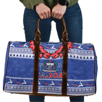 Toa Samoa Rugby Christmas Travel Bag Ula Fala Samoan Pattern Blue LT14 Blue - Polynesian Pride