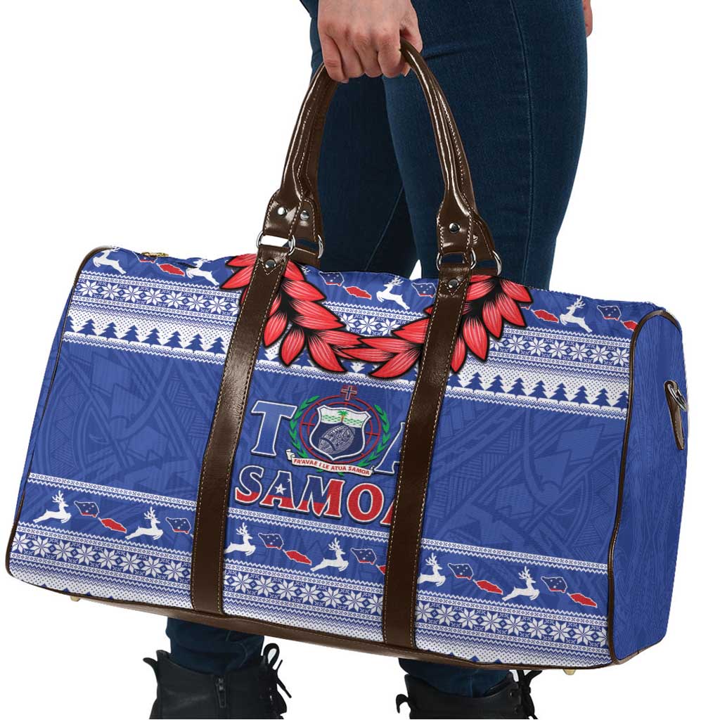 Toa Samoa Rugby Christmas Travel Bag Ula Fala Samoan Pattern Blue LT14 - Polynesian Pride