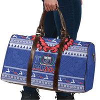 Toa Samoa Rugby Christmas Travel Bag Ula Fala Samoan Pattern Blue LT14 - Polynesian Pride