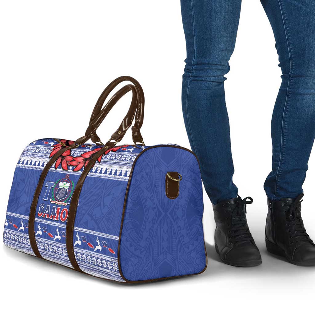 Toa Samoa Rugby Christmas Travel Bag Ula Fala Samoan Pattern Blue LT14 - Polynesian Pride