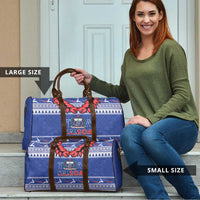 Toa Samoa Rugby Christmas Travel Bag Ula Fala Samoan Pattern Blue LT14 - Polynesian Pride