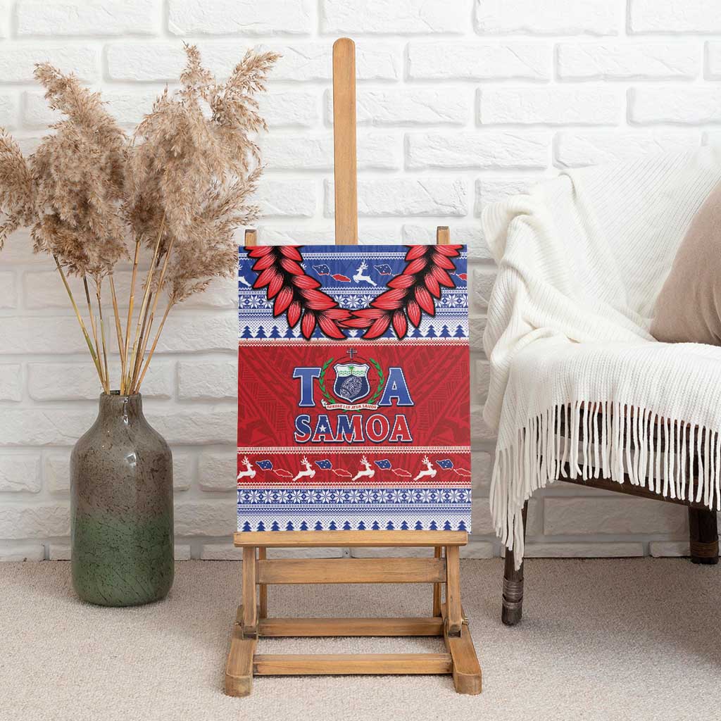 Toa Samoa Rugby Christmas Canvas Wall Art Ula Fala Samoan Pattern Red - Polynesian Pride