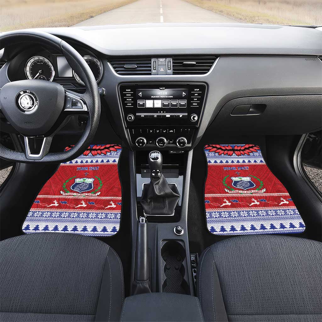 Personalised Toa Samoa Rugby Christmas Car Mats Ula Fala Samoan Pattern Red - Polynesian Pride