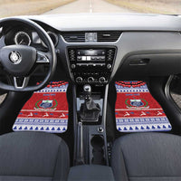 Personalised Toa Samoa Rugby Christmas Car Mats Ula Fala Samoan Pattern Red - Polynesian Pride
